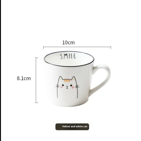 Breakfast Ceramic Milk Coffee Cup Couple Personality Creative Coffee Cup Cartoon Cat Pattern Kitchen Gadgets - Image 9