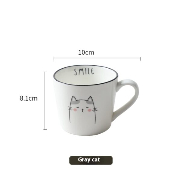 Breakfast Ceramic Milk Coffee Cup Couple Personality Creative Coffee Cup Cartoon Cat Pattern Kitchen Gadgets - Image 4