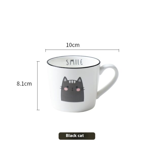 Breakfast Ceramic Milk Coffee Cup Couple Personality Creative Coffee Cup Cartoon Cat Pattern Kitchen Gadgets - Image 2