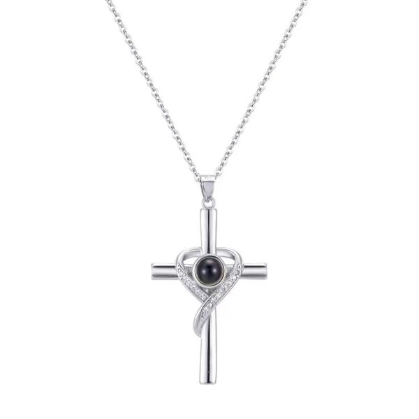 Languages I Love You Projection Necklace Pendant Love Cross Pendant Necklace Memorial Jewelry For Women - Image 4