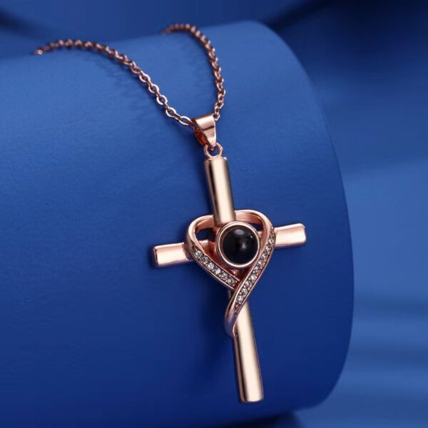 Languages I Love You Projection Necklace Pendant Love Cross Pendant Necklace Memorial Jewelry For Women - Image 5