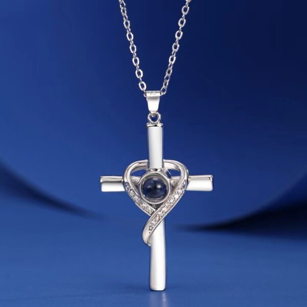 Languages I Love You Projection Necklace Pendant Love Cross Pendant Necklace Memorial Jewelry For Women - Image 3